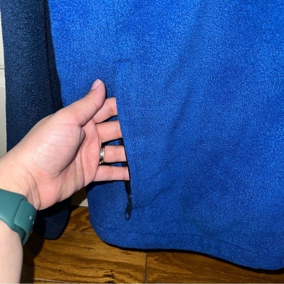 Columbia Large Two Tone Blue Fleece Zip-Up Sweater Jacket Size Large - Picture 7 of 14